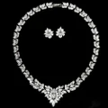 Stunning Cz Crystal Necklace Earrings Set Wedding Bridal