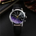 Luxury Blue Ray Glass Waterproof Stainless Quartz Men Watch Leather Band Watches