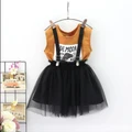 Toddlers Kids Baby Girls Sleeveless Vest Tops+Tulle Strap Tutu Skirt Outfits Set