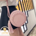 ? Hot New Korean Simple Tassel Sling Casual Tote Weave Zipper Small Round Bag ?