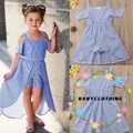 YAA-Fashion Cute Girls Striped Party Dress Outfits Summer Toddler Kids Party