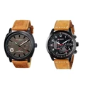 Curren Men's Fashion Leather Watch Set of 2