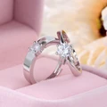 Charm Lovers Luxury Classic Cubic Zirconia Silver Wedding Rings Crystals