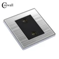 COSWALL Double TV Luxury Socket Power Outlet Enchufe Stainless Steel Brushed