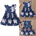EDT-1-6 Years Toddler Baby Girls Floral Outfits Set Clothes Summer Dress