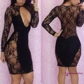 UPI-HOT Sexy Womens Hollow Lace Cocktail Evening Club Party Pencil Bodycon