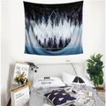 Nordic wind tapestry forest geometry moonlight landscape