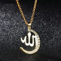 Muslim Crescent Moon Pendant Gold Silver Necklace For Ramadan Hari raya