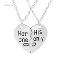 His One Her Only Two - Valent Heart - Shaped Necklace Valentines Gift