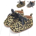 Infant Leopard Shoes Glitter Bow Baby Shoes Soft Sole Baby First Walkers