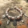 Leafy freshwater pearl handmade bracelet