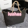 lushas Summer Linen Bucket Tote Canvas Tali Bag Bowling Handbag