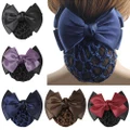 Women Pro Bow Barrette Hair Clip Cover Bowknot Bun Snood Hairnet Hair Accessory