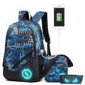 3 IN 1 Luminous Backpack Students School Bags USB Charge Laptop Backpacks