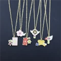 Cartoon anime magic wand pendant cherry clavicle chain clothes matching chain