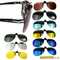 Clip On Flip Up Sunglasses Lens UV 400 Polarized Driving Spectacles Extension UK