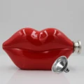 Travel Pocket Sexy Red Lip Portable Stainless Steel 5oz/150ml Hip Flask + Funnel