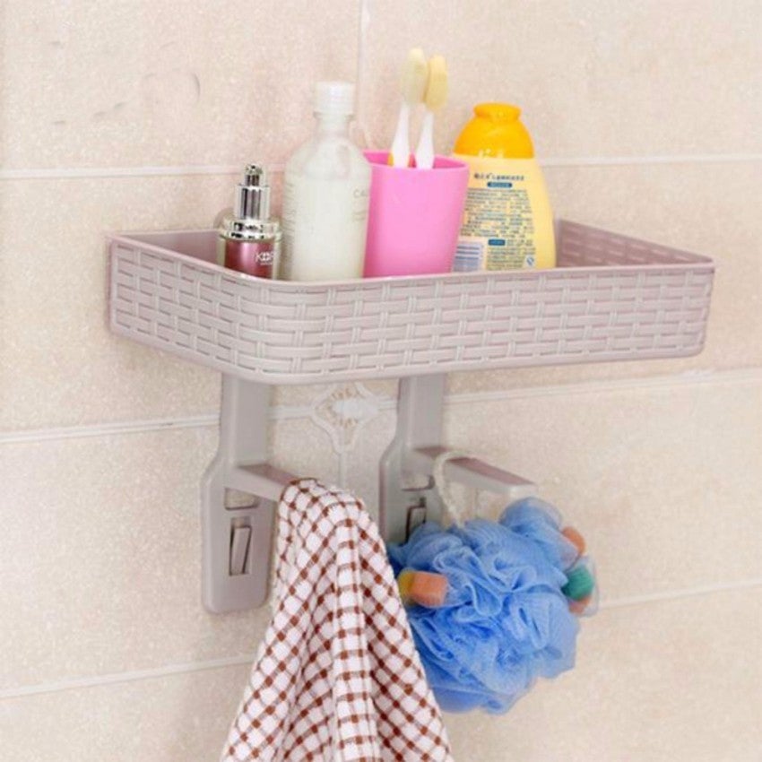 Pattara Hanging Type Toilet LidWall Shelf Imitation Rattan No Trace Sticker Rack