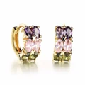 Top Quality Gold Color Clip Earrings Fashion Double Layer with Multicolor AAA+ Cubic Zirconia Women Wedding Jewelry Earr