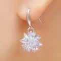 new clear cubic zirconia bohemian elegant flower earrings for women white gold color plated bijoux accessories for mothe