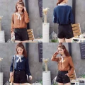 Europe style leather shorts + casual ribbon T shirt