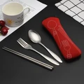 3pcsPopular Bag Travel Cutlery Set Chopstick Spoon Fork Stainless Steel