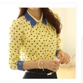 ?Ready Stock? Dot Print long-sleeve Chiffon Long-sleeve Blouses Shirt For Women CS9104