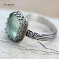 City?Women Vintage Square Faux Moonstone Jewelry Banquet Cocktail Engagement Ring