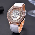MT Diamond Rhinestone Quicksand Beads Watch Women Casual Leather Wristwatch