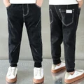 5-14Y Ready stock Boys Clothing Long Pants White Line Denim Jeans Kids Clothes