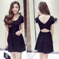 Hollow Cut Mini Black Dress
