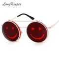 Fashion Metal Round SteamPunk Style Sunglasses Smile Face Vintage Sun Glasses