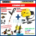COMBO SET KARCHER K2.420 HP WASHER+WORX WG163E.1 CORDLESS GRASS TRIMMER+26451660