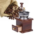 Antique Hand Coffee Grinder Wood Stand Metal Bowl Coffee Bean Mill Muller Set