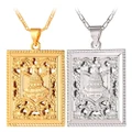 Rectangle Arabian Palace Pendant Necklace For Women/Men