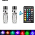 ??SEE??1 Pair DC12V T10 5050 LED Light 6 SMD RGB Dome Reading + Remote Control