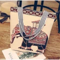 Elephant embroidered pattern fashion canvas bag handbag shoulder bag