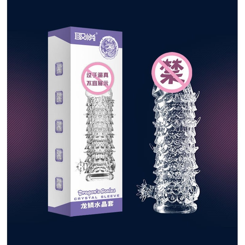 Dragon Scales Silicone Crystal Protruding Condom Sleeve Kondom Duri Tahan Lama
