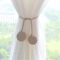 1x Pair Round Wooden Ball Cotton Rope Curtains Buckle Magnetic Curtain Holder