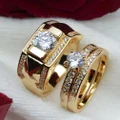 YAR_Fashion Rhinestone Men Women Engagement Wedding Ring Couple Finger Jewelry Gift
