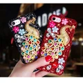 For iPhone xr xs max x 6 6s 7 8 plus Glitter Luxury Peacock Phone Hard Case