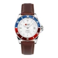 Military Royale Mens Watch Automatic Brown Leather White Hands Self-winding Army