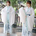 Original Chinese blue lotus painting Chinese style Han dress female Wei Jin wind