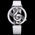 Novelty Musical Note Dial Quartz Movement Watch - White and silvery