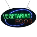 LED Vegetarian Food Open Light Sign Board for Business Shop Store 27 x 15 inches