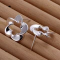 E190 silver Earring 925 fashion jewelry Twisted Hollow Flower Earrings