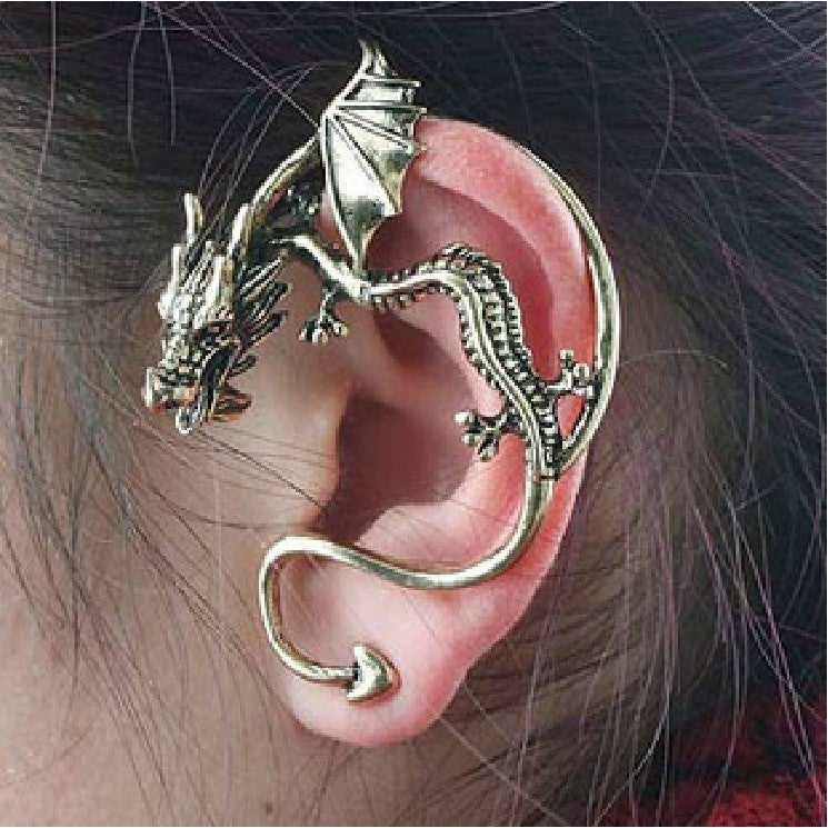 New Punk Dragon Design Earring Ear Clip For Lady Vintage 3D Dragon Ear Ring