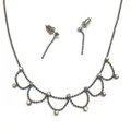 Dainty black necklace earrings set