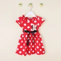 Kids Girls Mickey Mouse Dot Dress Red Cute Short Sleeve Summer Dress