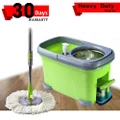 HEAVY DUTY Floor Cleaning Microfiber Cloth Spin Mop w/ SS Basket & Pedal Pail